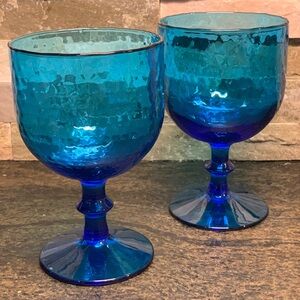 VINTAGE BLUE TEXTURED GOBLETS | Set of 2